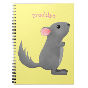 Cute grey chinchilla cartoon illustration notebook
