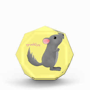 Cute grey chinchilla cartoon illustration  photo block