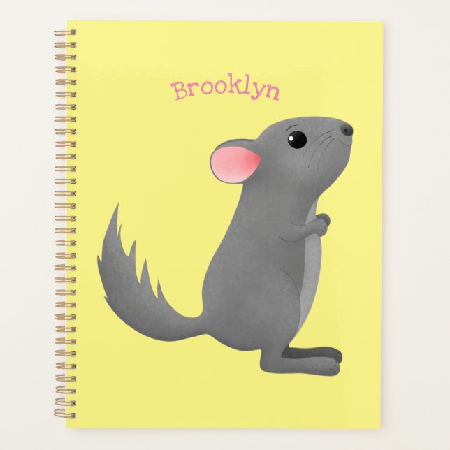 Cute grey chinchilla cartoon illustration planner (Front)