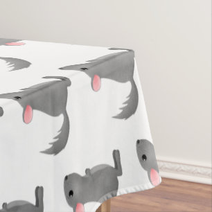 Cute grey chinchilla cartoon illustration  tablecloth