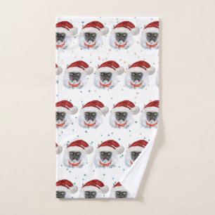 Cute Grey Christmas Cat for Feline Lovers Hand Towel