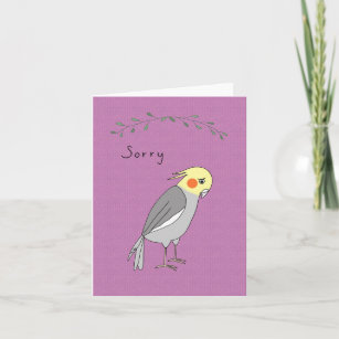 Cute Grey Cockatiel Sad Cockatiel lover Sorry Card