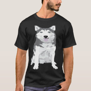 cute grey colored Siberian Husky with blue eyes T-Shirt