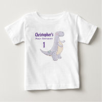 Cute Grey Dinosaur Toy Watercolor 1st Birthday