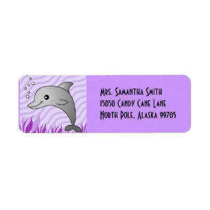 Cute Grey Dolphin in Purple Water