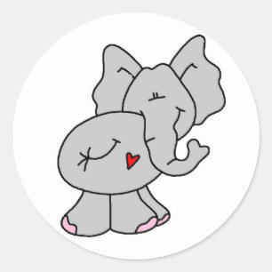 Cute Grey Elephant Classic Round Sticker