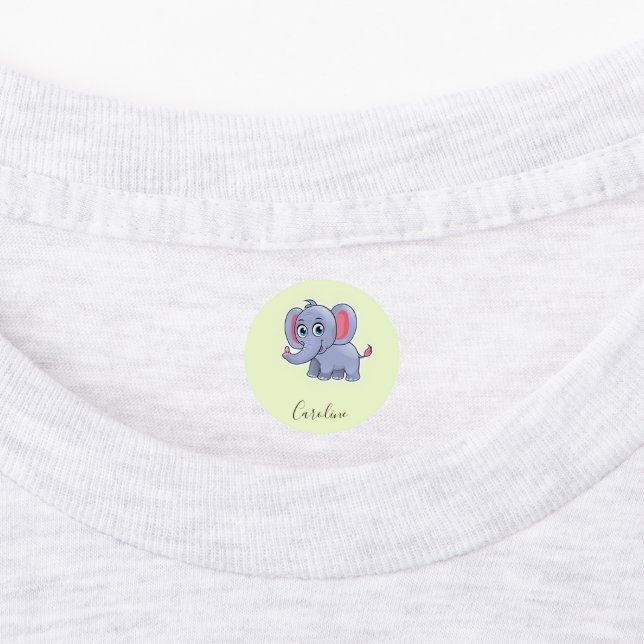 Cute grey elephant green (Affixed)