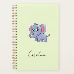 Cute grey elephant green planner