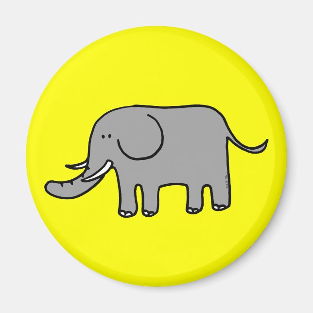 Cute Grey Elephant Magnet (Front)