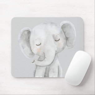 Cute Grey Elephant Mouse Mat