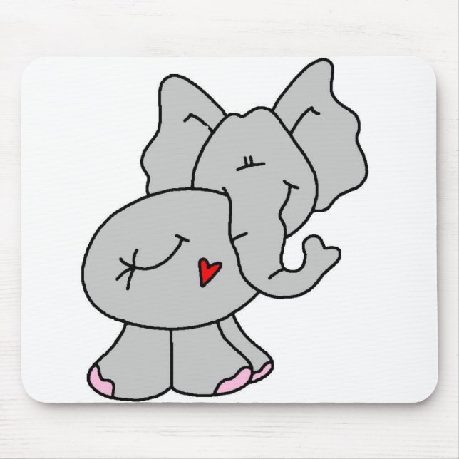 Cute Grey Elephant Mouse Mat (Front)