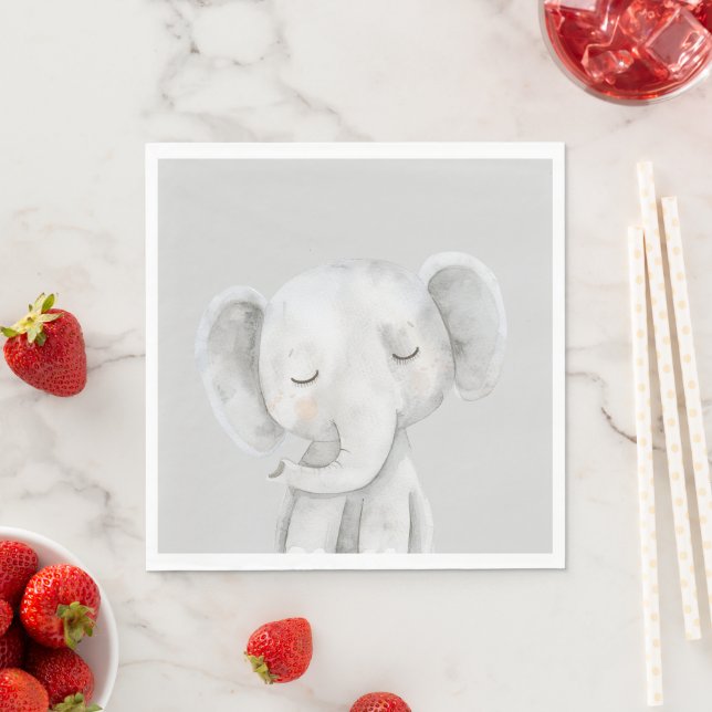 Cute Grey Elephant Napkin (Insitu)