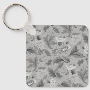 Cute grey floral pattern key ring