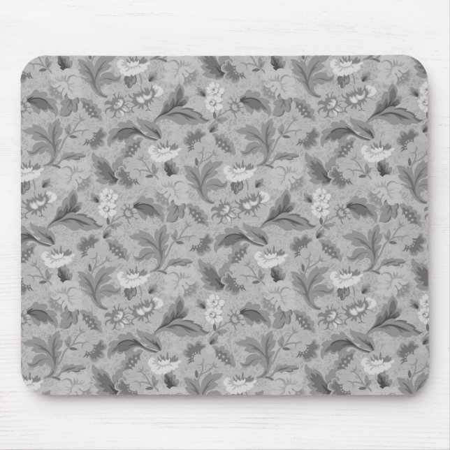 Cute grey floral pattern mouse mat (Front)