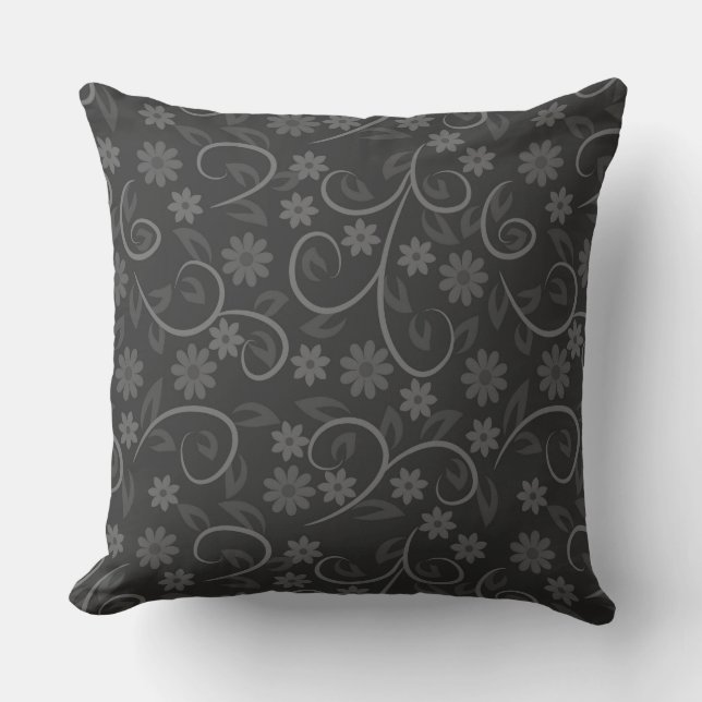 Cute grey flowers pattern cushion (Front)