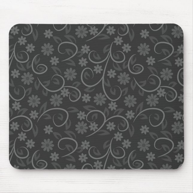 Cute grey flowers pattern mouse mat (Front)