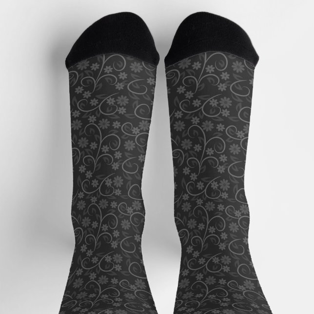 Cute grey flowers pattern socks (Top)