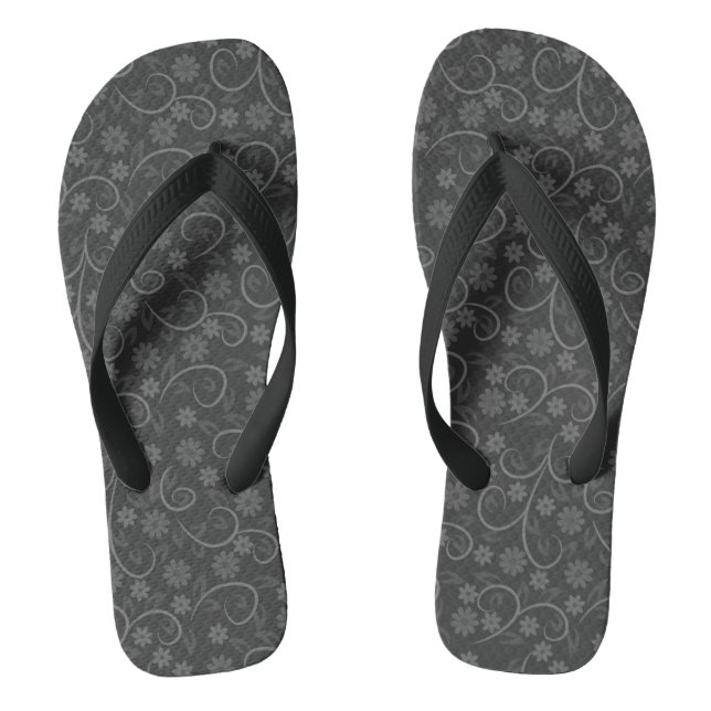 Cute grey flowers pattern throw pillow flip flops (Footbed)