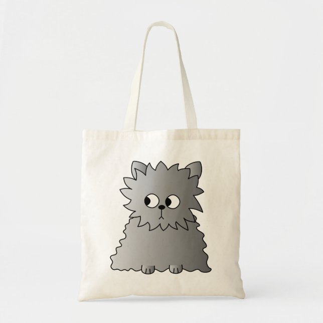 Cute Grey Fluffy Cat. Tote Bag (Front)