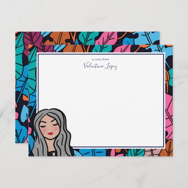 Cute Grey Hair Lady Medium Skin Tone Personalised  Card (Front/Back)