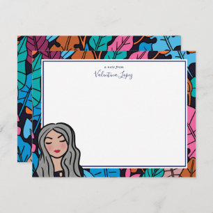 Cute Grey Hair Lady Medium Skin Tone Personalised  Card