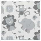 Cute Grey Jungle Animals Custom Monogram