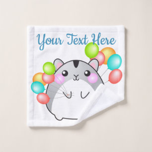 Cute Grey Kawaii Hamster Bath Towel Set