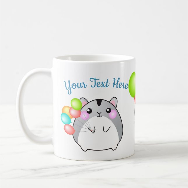 Cute Grey Kawaii Hamster Coffee Mug (Left)