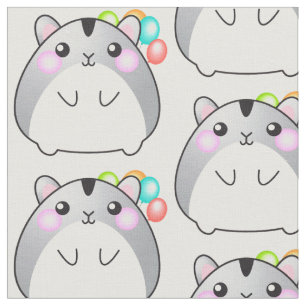 Cute Grey Kawaii Hamster Fabric