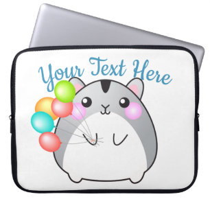 Cute Grey Kawaii Hamster Laptop Sleeve
