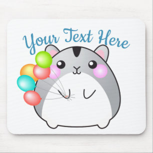 Cute Grey Kawaii Hamster Mouse Mat