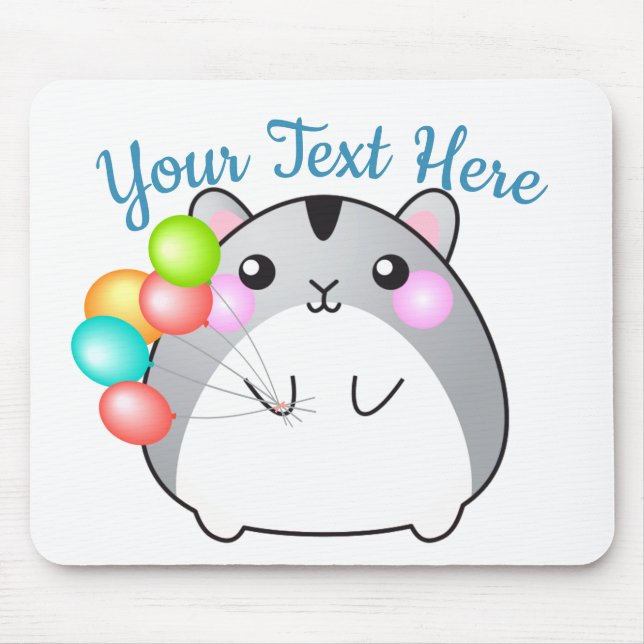 Cute Grey Kawaii Hamster Mouse Mat (Front)