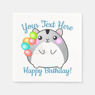 Cute Grey Kawaii Hamster Napkin