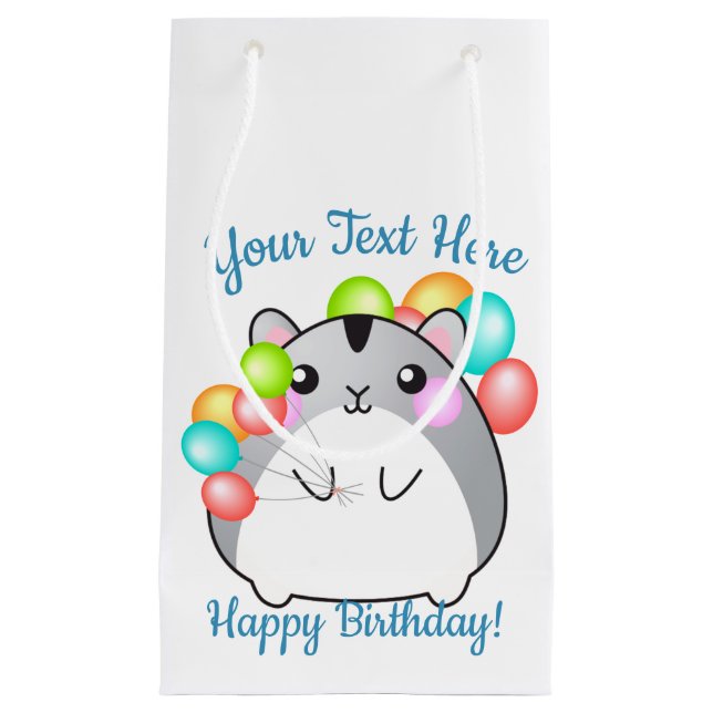 Cute Grey Kawaii Hamster Small Gift Bag (Front)