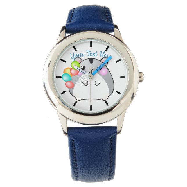 Cute Grey Kawaii Hamster Watch (Front)