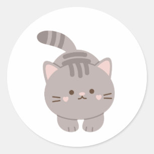 Cute Grey Kitten  Classic Round Sticker