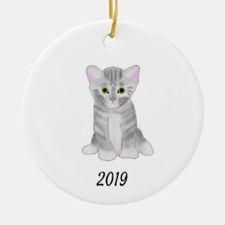 Cute Grey Kitten Ornament for Christmas or Home