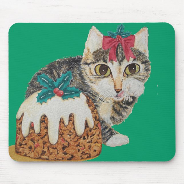 cute grey kitten tabby cat dressed for christmas mouse mat (Front)