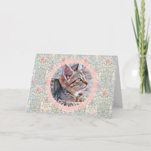Cute Grey Kitten Vintage Style Art Note Card
