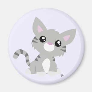 Cute Grey Kitty Magnet