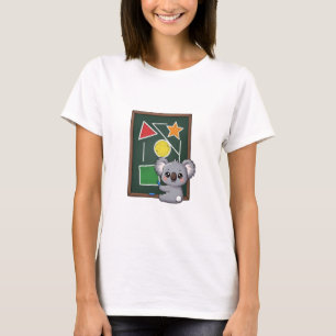 Cute Grey Koala Drawing Geometric Shapes on School T-Shirt