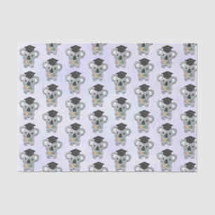 Cute Grey Koala in a Black Graduation Cap Tissue Paper