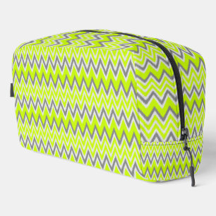 Cute grey light green zigzag stripes dopp kit