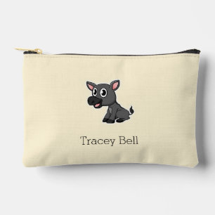 Cute grey little donkey cream accessory pouch