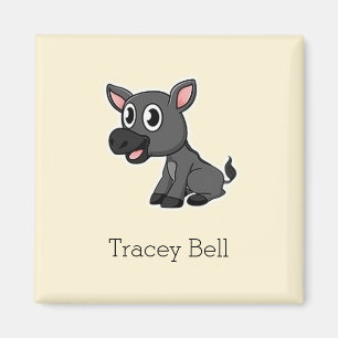 Cute grey little donkey cream magnet