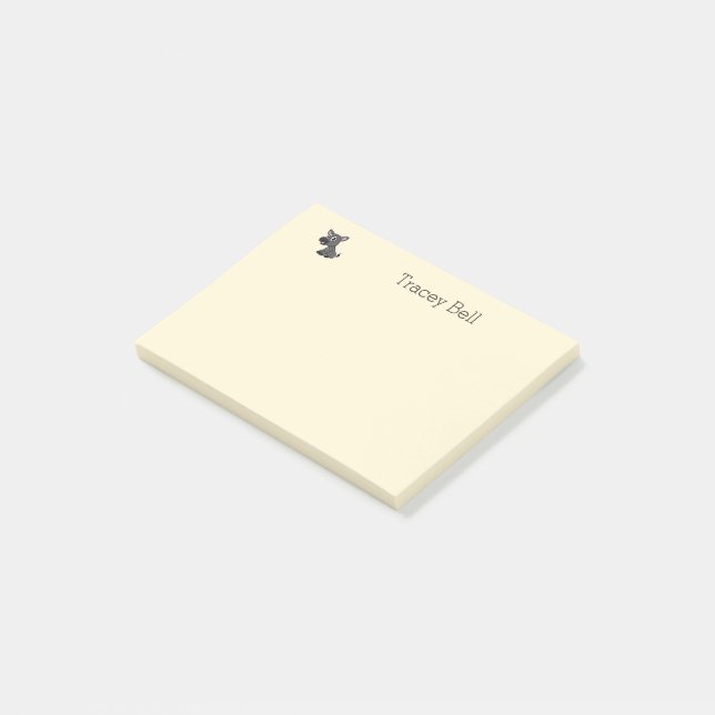 Cute grey little donkey cream post-it notes (Angled)