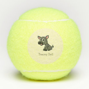 Cute grey little donkey cream tennis balls