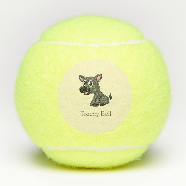 Cute grey little donkey cream tennis balls (Front)
