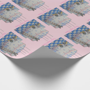 Cute grey mice decorated birthday cake candles art wrapping paper