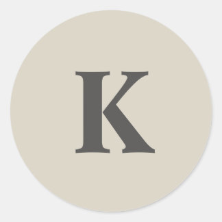 Cute grey Monogrammed Classic Round Sticker